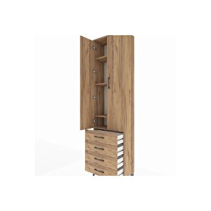 Arges Dolap 4 Raflı 4 Çekmeceli 2 Kapaklı 60x30x221 Çam-çam