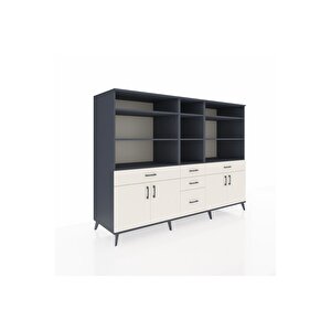 Kronos Dolap 11 Raflı 5 Çekmeceli 4 Kapaklı 220x59x163 Antrasit-aytaşı