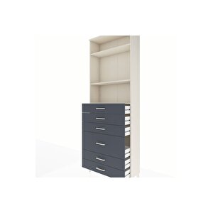 Arges Dolap 3 Raflı 6 Çekmeceli 2 Kapaklı 88x30x243 Aytaşı-antrasit
