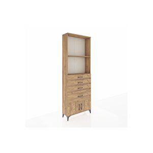 Arges Dolap 2 Raflı 4 Çekmeceli 2 Kapaklı 88x30x243 Çam-çam