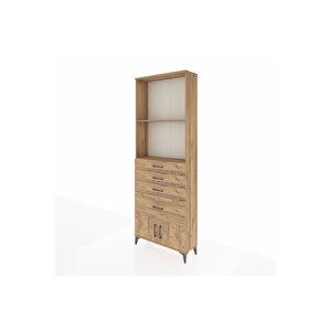 Arges Dolap 2 Raflı 4 Çekmeceli 2 Kapaklı 88x30x243 Çam-çam