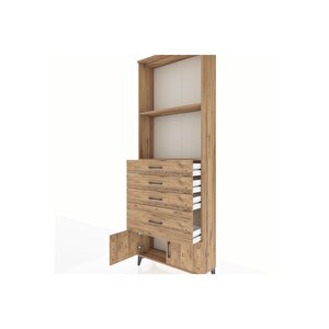 Arges Dolap 2 Raflı 4 Çekmeceli 2 Kapaklı 88x30x243 Çam-çam