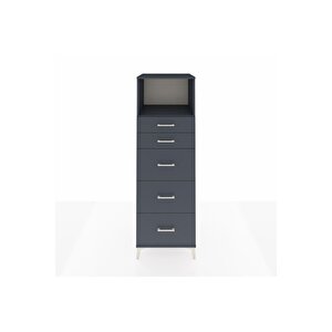 Kronos Dolap Tek Raflı 5 Çekmeceli 60x59x182 Antrasit-antrasit