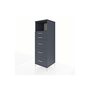 Kronos Dolap Tek Raflı 5 Çekmeceli 60x59x182 Antrasit-antrasit
