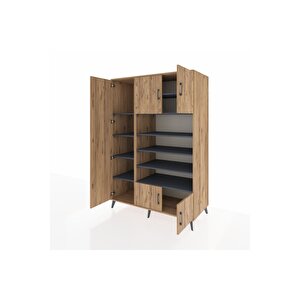 Kronos Dolap 10 Raflı 5 Kapaklı 132x59x195 Çam-çam/antrasit