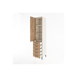 Hyperion Dolap 3 Raflı 5 Çekmeceli Tek Kapaklı 44x44x221 Aytaşı-çam