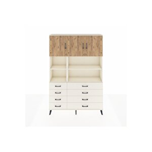 Arges Dolap 8 Raflı 8 Çekmeceli 3 Kapaklı 132x30x195 Aytaşı-çam/aytaşı