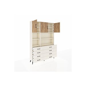 Arges Dolap 8 Raflı 8 Çekmeceli 3 Kapaklı 132x30x195 Aytaşı-çam/aytaşı