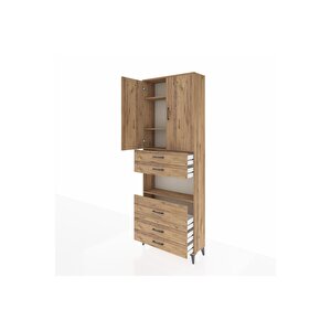 Arges Dolap 4 Raflı 5 Çekmeceli 2 Kapaklı 88x30x243 Çam-çam