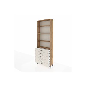 Arges Dolap 4 Raflı 5 Çekmeceli 88x30x243 Çam-aytaşı