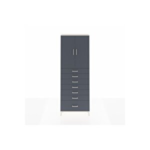Arges Dolap 3 Raflı 7 Çekmeceli 2 Kapaklı 88x30x243 Aytaşı-antrasit