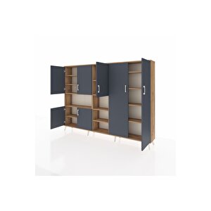 Arges Dolap 13 Raflı 7 Kapaklı 220x30x163 Çam-antrasit/çam