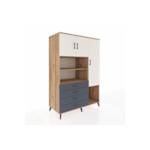 Kronos Dolap 8 Raflı 4 Çekmeceli 3 Kapaklı 132x59x195 Çam-aytaşı/antrasit