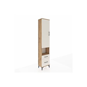 Arges Dolap 4 Raflı 2 Çekmeceli Tek Kapaklı 44x30x221 Çam-aytaşı