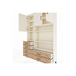 Arges Dolap 9 Raflı 6 Çekmeceli 3 Kapaklı 132x30x195 Aytaşı-aytaşı/çam