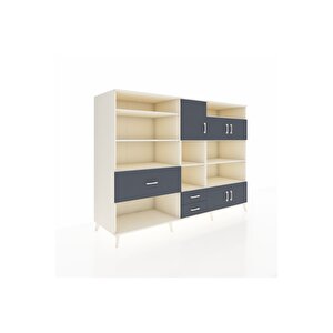 Kronos Dolap 13 Raflı 3 Çekmeceli 5 Kapaklı 220x59x163 Aytaşı-antrasit