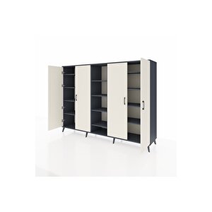 Hyperion Dolap 12 Raflı 4 Kapaklı 220x44x163 Antrasit-aytaşı/antrasit