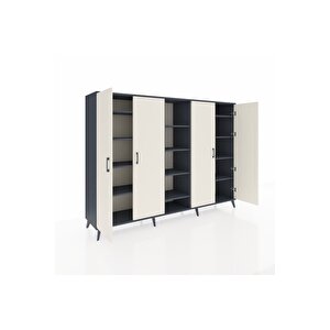 Hyperion Dolap 12 Raflı 4 Kapaklı 220x44x163 Antrasit-aytaşı/antrasit