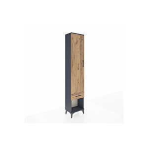 Arges Dolap 4 Raflı Tek Çekmeceli Tek Kapaklı 44x30x221 Antrasit-çam