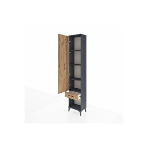 Arges Dolap 4 Raflı Tek Çekmeceli Tek Kapaklı 44x30x221 Antrasit-çam