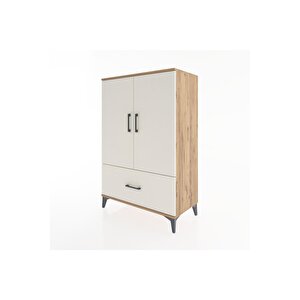 Hyperion Dolap 3 Raflı Tek Çekmeceli 2 Kapaklı 88x44x134 Çam-aytaşı