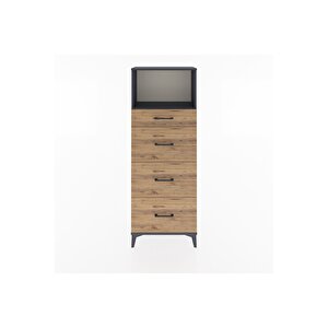 Arges Dolap Tek Raflı 4 Çekmeceli 60x30x163 Antrasit-çam