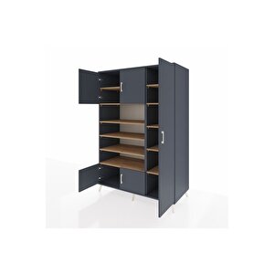 Kronos Dolap 11 Raflı 5 Kapaklı 132x59x195 Antrasit-antrasit/çam