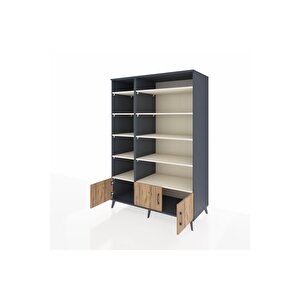 Kronos Dolap 10 Raflı 3 Kapaklı 132x59x195 Antrasit-çam/aytaşı
