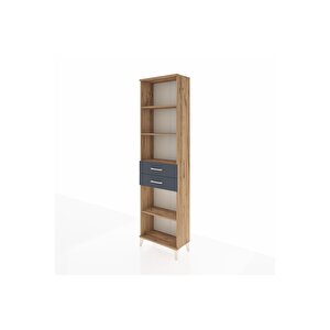 Arges Dolap 4 Raflı 2 Çekmeceli 60x30x221 Çam-antrasit