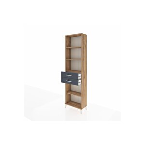 Arges Dolap 4 Raflı 2 Çekmeceli 60x30x221 Çam-antrasit