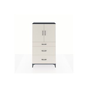 Arges Dolap 2 Raflı 3 Çekmeceli 2 Kapaklı 88x30x163 Antrasit-aytaşı