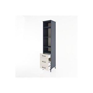 Hyperion Dolap 4 Raflı 3 Çekmeceli 44x44x221 Antrasit-aytaşı