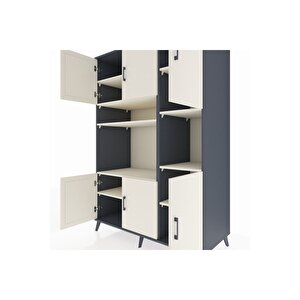 Kronos Dolap 9 Raflı 6 Kapaklı 132x59x195 Antrasit-aytaşı/aytaşı