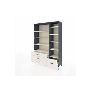 Hyperion Gardrop 9 Raflı 4 Çekmeceli  132x44x195 Antrasit-aytaşı