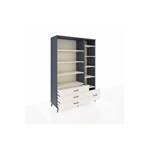 Hyperion Gardrop 9 Raflı 4 Çekmeceli  132x44x195 Antrasit-aytaşı