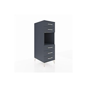 Kronos Dolap Tek Raflı 5 Çekmeceli 44x59x134 Antrasit-antrasit