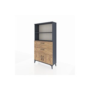 Arges Dolap 2 Raflı 2 Çekmeceli 2 Kapaklı 88x30x163 Antrasit-çam