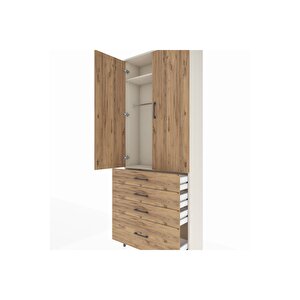 Arges Dolap 2 Raflı 4 Çekmeceli Tek Askılı 88x30x221 Aytaşı-çam