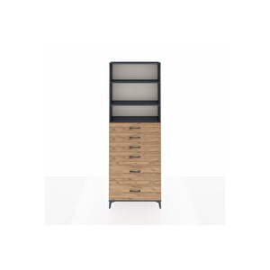 Arges Dolap 3 Raflı 6 Çekmeceli 88x30x243 Antrasit-çam