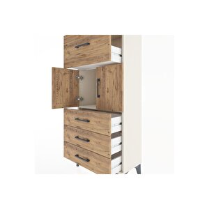 Hyperion Dolap Tek Raflı 4 Çekmeceli 2 Kapaklı 60x44x134 Aytaşı-çam