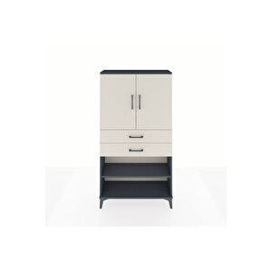 Arges Dolap 3 Raflı 2 Çekmeceli 2 Kapaklı 88x30x163 Antrasit-aytaşı