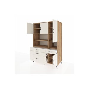Kronos Dolap 9 Raflı 4 Çekmeceli 4 Kapaklı 132x59x195 Çam-aytaşı/aytaşı