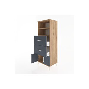 Hyperion Dolap 2 Raflı 2 Çekmeceli 2 Kapaklı 60x44x163 Çam-antrasit