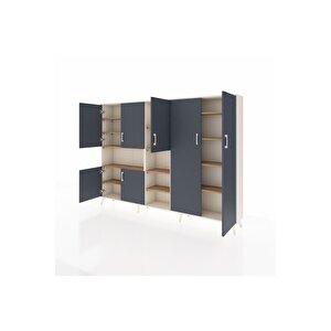 Arges Dolap 13 Raflı 7 Kapaklı 220x30x163 Aytaşı-antrasit/çam