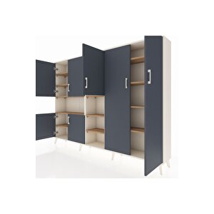 Arges Dolap 13 Raflı 7 Kapaklı 220x30x163 Aytaşı-antrasit/çam