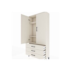 Arges Dolap 3 Raflı 3 Çekmeceli 2 Kapaklı 88x30x182 Aytaşı-aytaşı