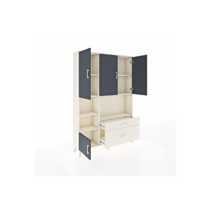 Arges Dolap 7 Raflı 2 Çekmeceli 5 Kapaklı 132x30x195 Aytaşı-antrasit/aytaşı