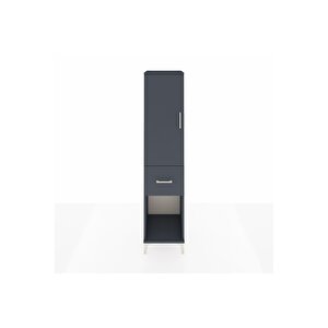 Hyperion Dolap Tek Raflı Tek Çekmeceli Tek Askılı 44x44x195 Antrasit-antrasit