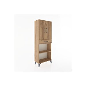 Arges Dolap 3 Raflı Tek Çekmeceli 2 Kapaklı 60x30x163 Çam-çam