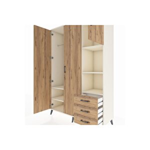 Hyperion Gardrop 5 Raflı 3 Çekmeceli Tek Askılı 132x44x195 Aytaşı-çam